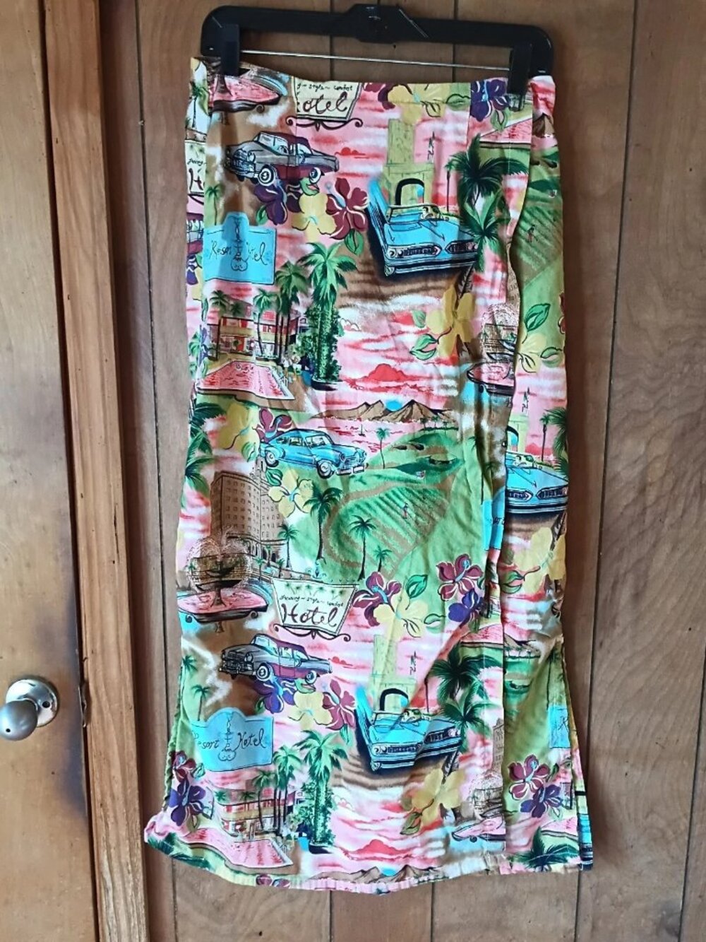 Liz & Jane Maxi Skirt Size S Tropical Beach Print Cotton Rayon Made USA